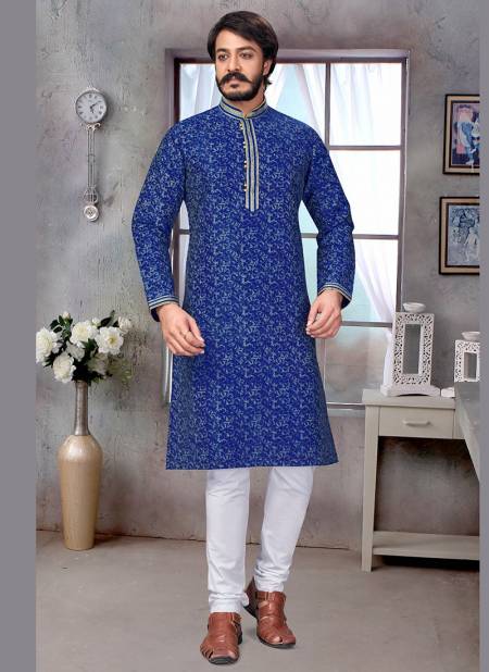 Blue Colour Outluk Vol 23 Stylish Latest Fancy Designer Party And Function Wear Traditional Jacquard Silk Printed Kurta Churidar Pajama Redymade Collection 23005